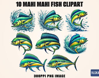 Mahi Mahi Fisch PNG Bündel | Mahi Mahi Angeln Png | Angeln Png | Springender Fisch | Angeln Clipart | Salzwasser Angeln | Digitale Illustrationen