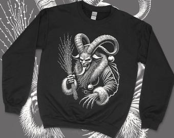 Vintage Krampus Sweatshirt, Dark Christmas Crewneck, Folklore Horror Pullover, Gothic Winter Gift, Goth Winter Apparel