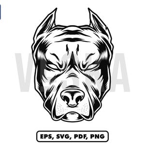 Pitbull Face Vector SVG Design, Pitbull Face Vector, Scary Dog Vector, Angry Dog Face Drawing