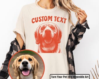 Camiseta personalizada con retrato de mascota para regalar, camiseta vintage con colores cómodos, regalo para amantes de los perros y los gatos.