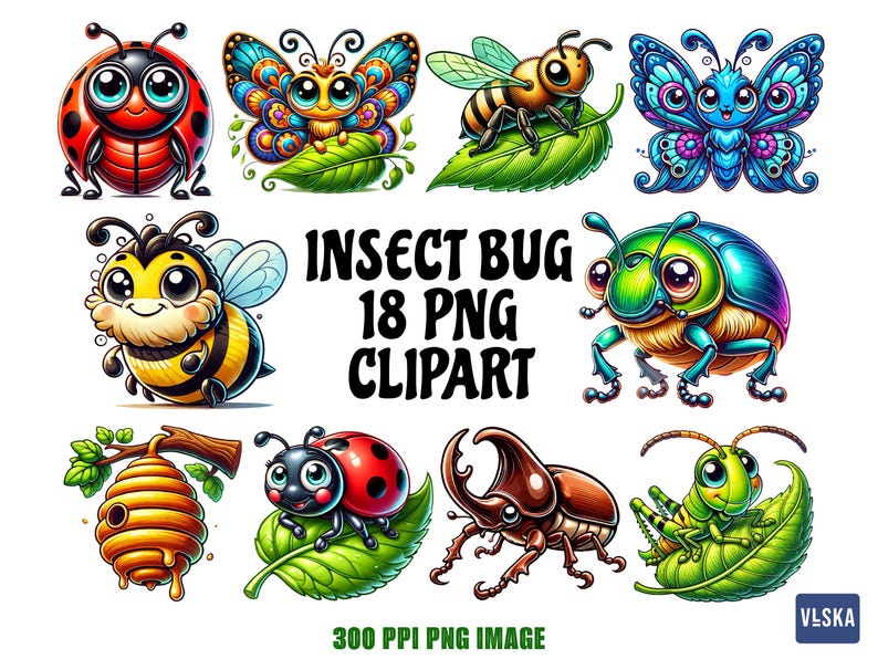 Insect Bug PNG Clipart Bundle – Cute Caricature Insects for T-shirts ...