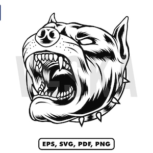 Pitbull Head Vector SVG Design, Pitbull Face Vector, Scary Dog Vector, Angry Dog Face Drawing, Angry Pitbull, sticker design