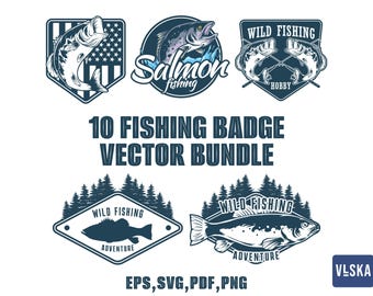 Fishing SVG Emblem Bundle | Fishing Svg | Bass fishing Svg | Salmon Fishing Svg | fishing Cricut Sticker | fishing tshirt design | Trout Svg