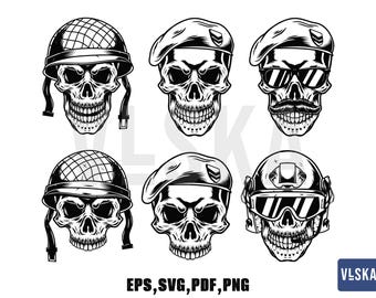 Soldier Skull Vector SVG Bundle | Military skull SVG | Military skull vector | Military tshirt design | Soldier SVG | Military Svg
