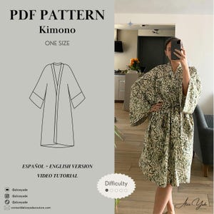 PDF Sewing Pattern | Kimono | One Size | Easy for Beginners | Step-by-Step Video Tutorial | Instant Download