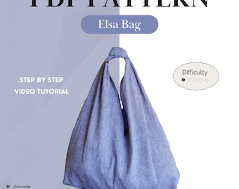 Digital PDF Sewing Pattern | Large Knot Tote Shoulder Bag | Easy for Beginners | Step-by-Step Video Tutorial | Instant Download