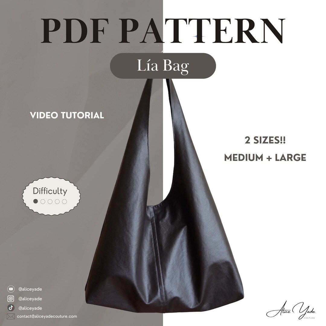 PDF Sewing Pattern | Hobo Tote Shoulder Bag | Easy for Beginners | 2 ...