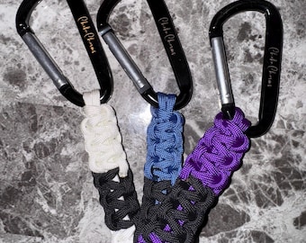 Jiu Jitsu Ranked Belt Paracord Keychain - White Grey Yellow Blue Purple Brown Black