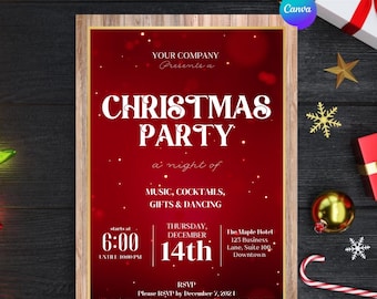 Editable Christmas Party Invitation: Festive Holiday Template (Digital Download)