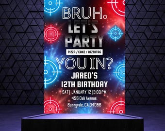 Lazer Tag Geburtstagseinladung: Bearbeitbar Teen Party einladen (Digitaler Download)
