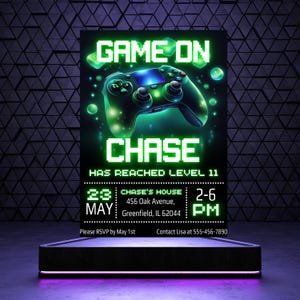 Gamer Birthday Invitation Video Game Party Invite Editable Digital Template Kids Gaming Invitation for Boys Girls Instant Download