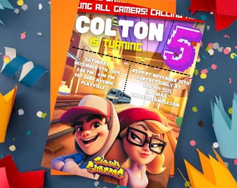 Subway Surfers Birthday Invitation: Editable Gamer Party Template (Digital Download)