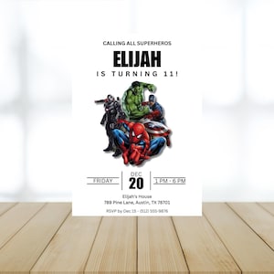 Avengers Birthday Invitation Superhero Party Template Editable Superhero Invite for Kids Birthday Instant Download Digital Party Invitation