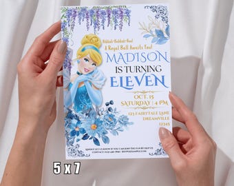 Cinderella Geburtstagseinladung: Royal Ball Princess Party (Digitales Template)