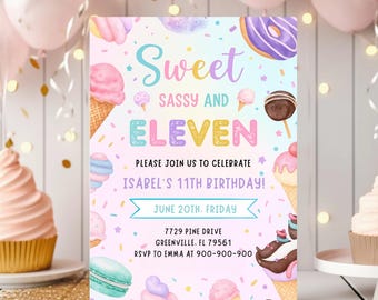 Editable Dessert Birthday Invitation: Ice Cream Donut Party (Digital Download)