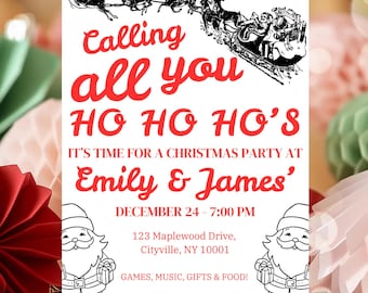 Funny Christmas Party Invitation: Editable Holiday Template (Digital Download)