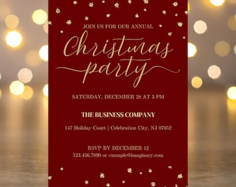 Festive Holiday Party Invitation: Editable Winter Event Template (Digital Download)