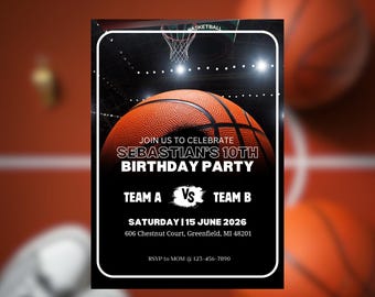 Basketball-Einladung zum Geburtstag: Slam Dunk Sportparty (Digitales Template)