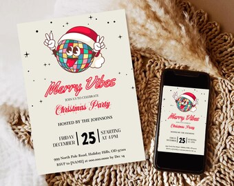 Editable Christmas Party Invitation: Festive Winter Theme (Digital Template)