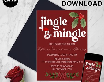 Winter Wonderland Christmas Party Invitation: Editable Holiday Template (Digital Download)