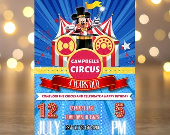 Zirkus-Einladung: Micky Maus Karneval Party (Digitales Template)