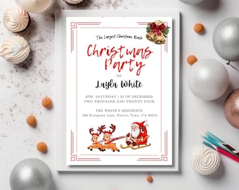 Editable Christmas Party Invitation Template (Digital Download)