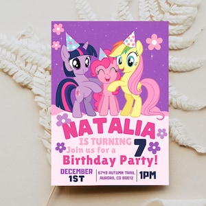 Verjaardagsuitnodiging pony: Rainbow Horse Party, bewerkbare sjabloon (digitale download)