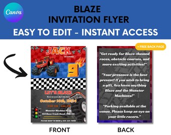Monster Truck Birthday Invitation: Racing Party, Blaze Theme (Digital Template)
