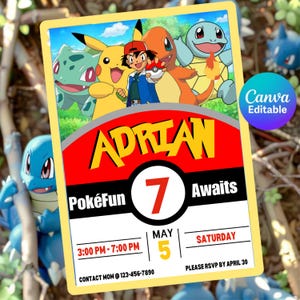 Pocket Monster Birthday Invitation Adventure Themed Party Invite Editable Digital Template for Kids Monster Party Invite Instant Download