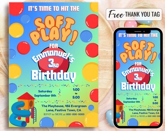 Dodgeball Birthday Party Invitation: Editable Soft Play Template (Digital Download)
