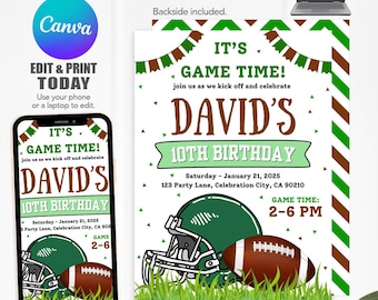 Football Birthday Invitation: Editable Sports Party Template (Digital Download)