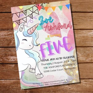 Unicorn Birthday Invitation Magical Kids Party Invite Editable Digital Template Fantasy Theme Birthday Instant Download Fun Design