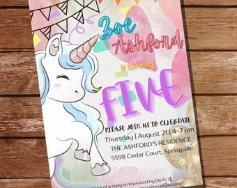 Unicorn Birthday Invitation: Magical Kids Party, Editable Template (Digital Download)