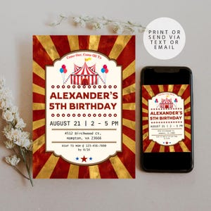 Circus Birthday Invitation Editable Template Carnival Party Invite Printable Digital Download Big Top Birthday Party Decorations Kids Party