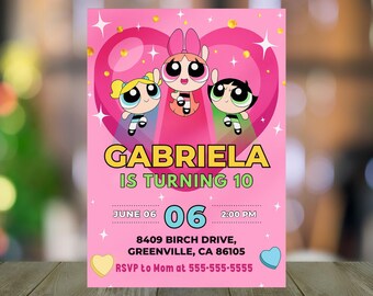 Superhero Girl Birthday Invitation: Pink Comic Party (Editable Digital Download 5x7" Canva Template)