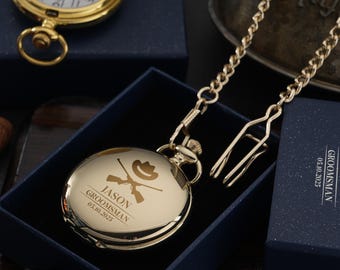 Personalized Engraved Pocket Watch: Groomsmen Gift, Wedding Keepsake