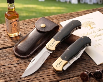 Coltello tascabile personalizzato per testimoni dello sposo – Coltello pieghevole con incisione personalizzata, regalo per lui durante il matrimonio.