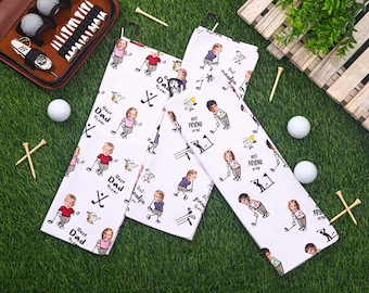 Custom Face Golf Towel, Funny Golf Towel with Baby or Pet Faces, Custom Pet & Child Face Towel, Best Dad Gift, Golf Lover Gifts