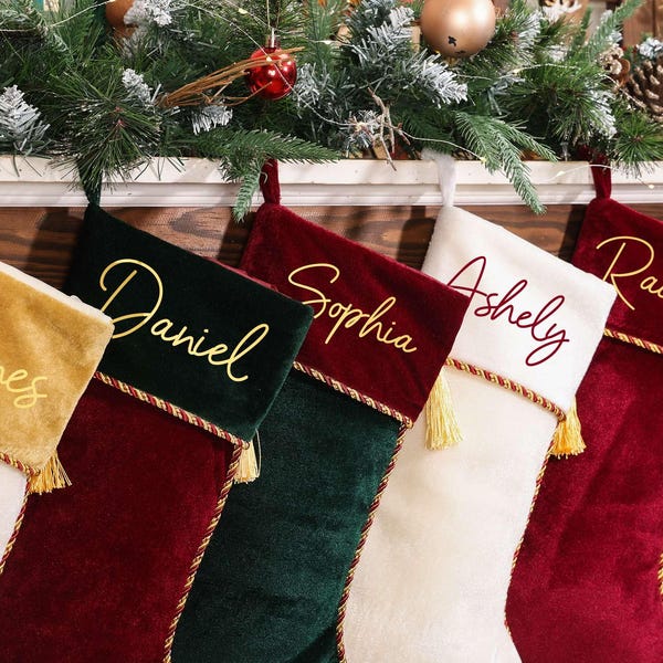 Medias navideñas de terciopelo personalizadas: decoraciones navideñas, regalos de Navidad 2025