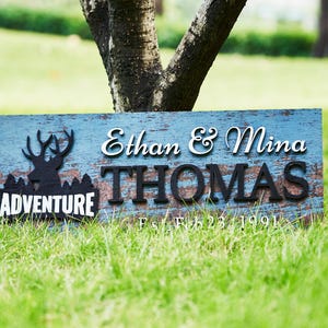 Decoration Sign, Wall Plaque Custom Unique Sign, Home Established Sign, Family Name Sign, Family Members&#39; Name Gift for Couple