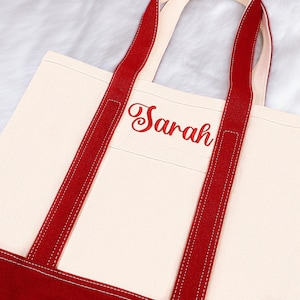 Personalized Canvas Tote Bag – Custom Embroidery Initials Tote Bag, Bridesmaid Gift, Bridal Party Tote, Travel Bag, Bride & Best Friend Gift