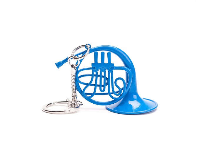 Blue French Horn Keychain Etsy