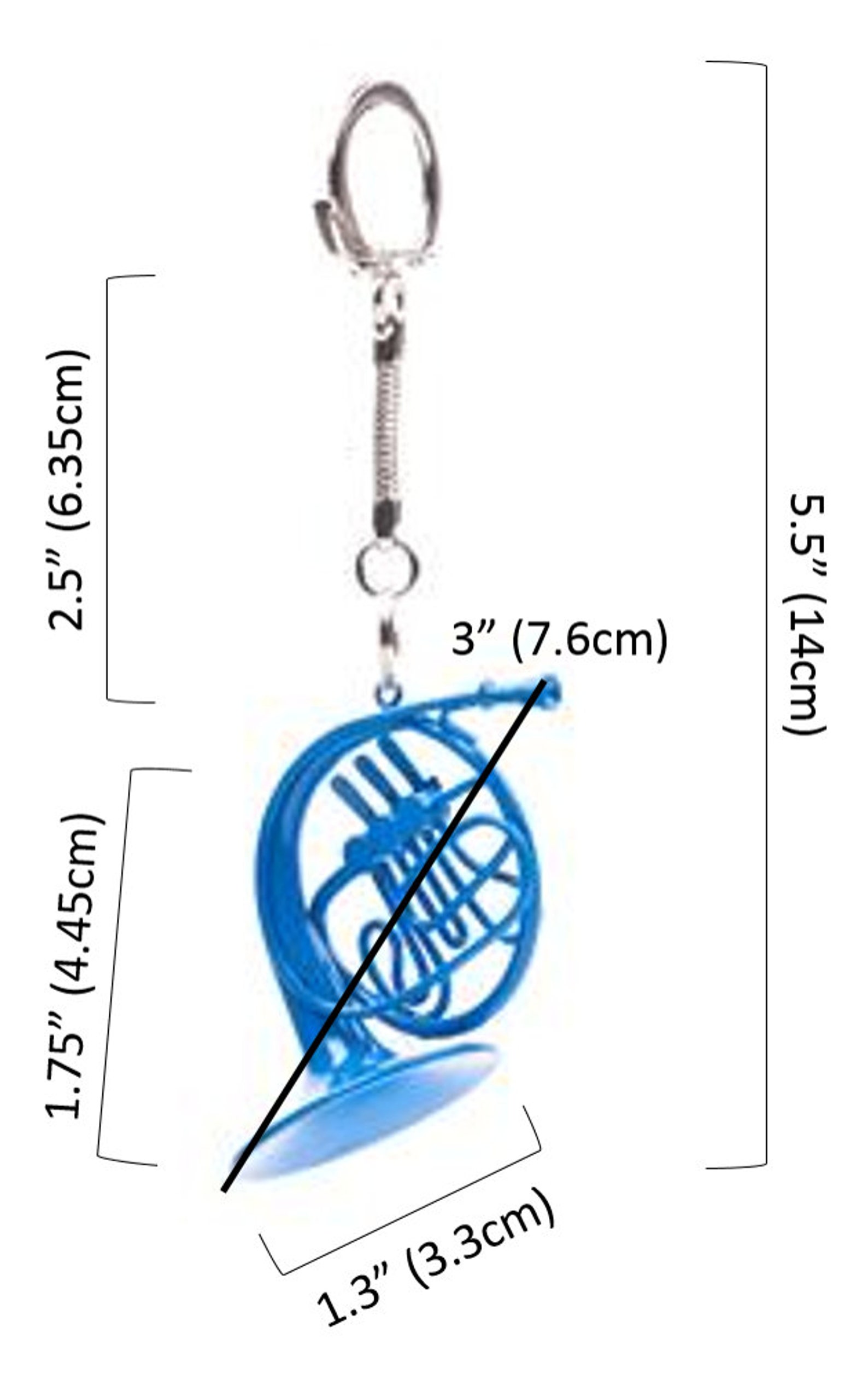 Blue French Horn Keychain Etsy