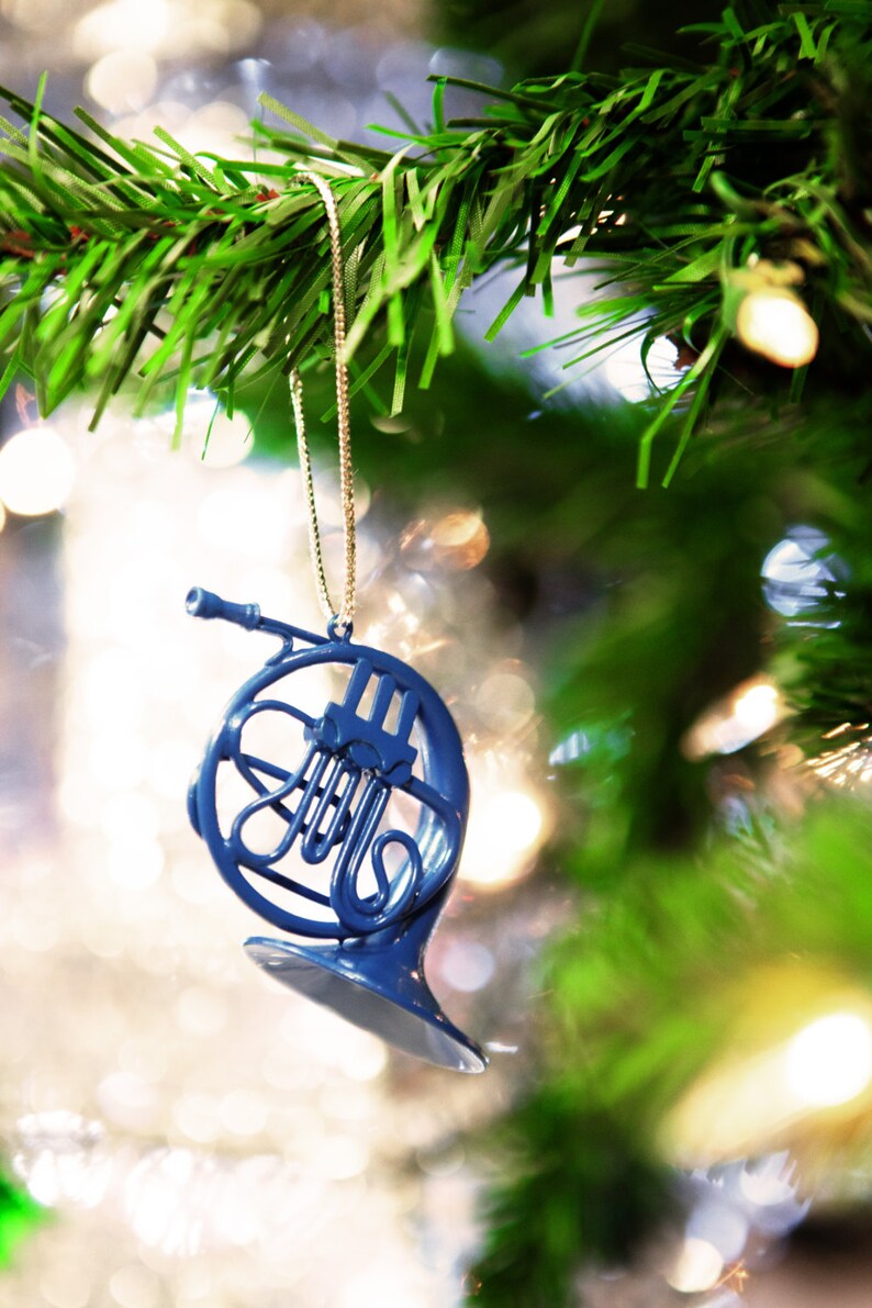 Blue French Horn Ornament Etsy