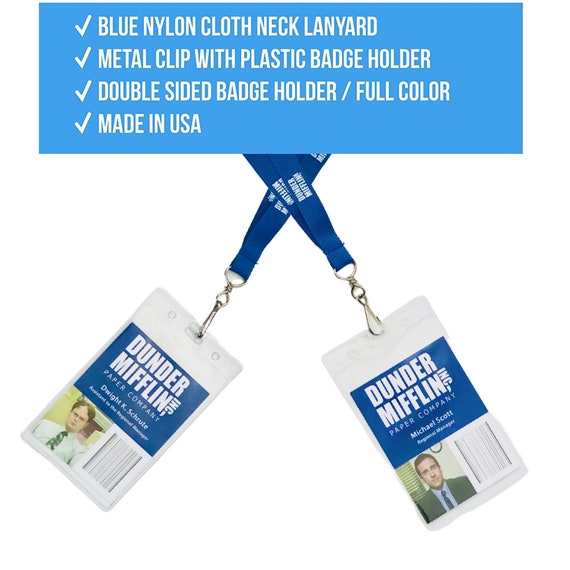  The Office Dunder Mifflin Costume Lanyard Dwight or Michael  Clear ID Badge Holder : Office Products