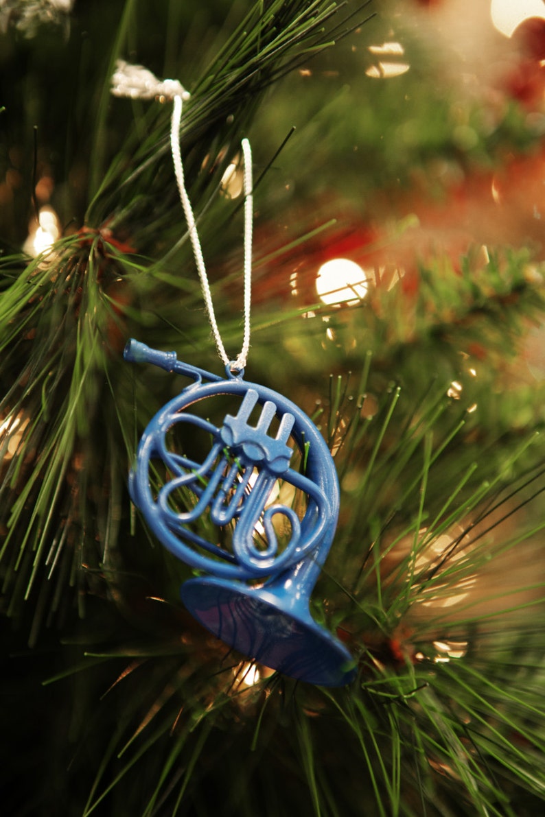 Blue French Horn Ornament Etsy