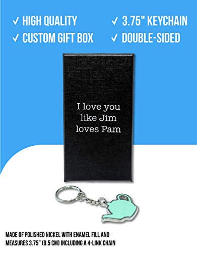 Teapot Keychain in Custom Gift Box Inspired by Jim and Pam of Etsy