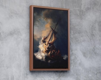 The Storm on the Sea of Galilee (1633) by Rembrandt van Rijn | Dramatic Biblical Canvas Art | Framed Wall Decor & Premium Reproduction