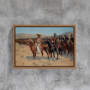 Der mexikanische Major (1905) von Frederic Remington | Western Kunstreproduktion | Premium gerahmte Leinwand Wanddekor | Vintage Cowboyhut mit Knöpfen