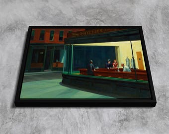 Nighthawks (1942) by Edward Hopper - Iconic Realism Reproduction | Premium Framed | Framed Canvas Wall ArtArtwork